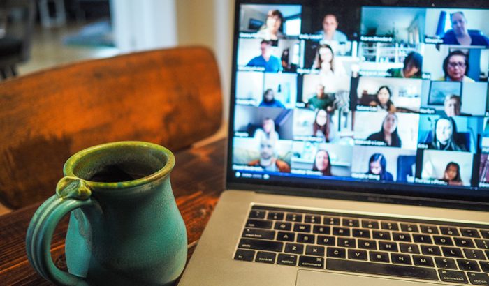 A Laptop showing video chat